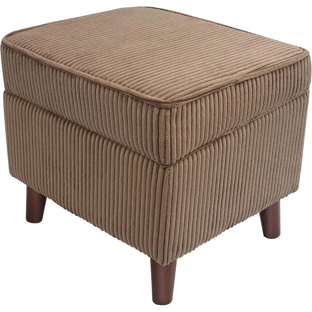 Storage Ottoman with Adjustable Lid Soft Step Stool Footrest and Seat Ottoman Foot Rest for Living Room Bedroom Dorm