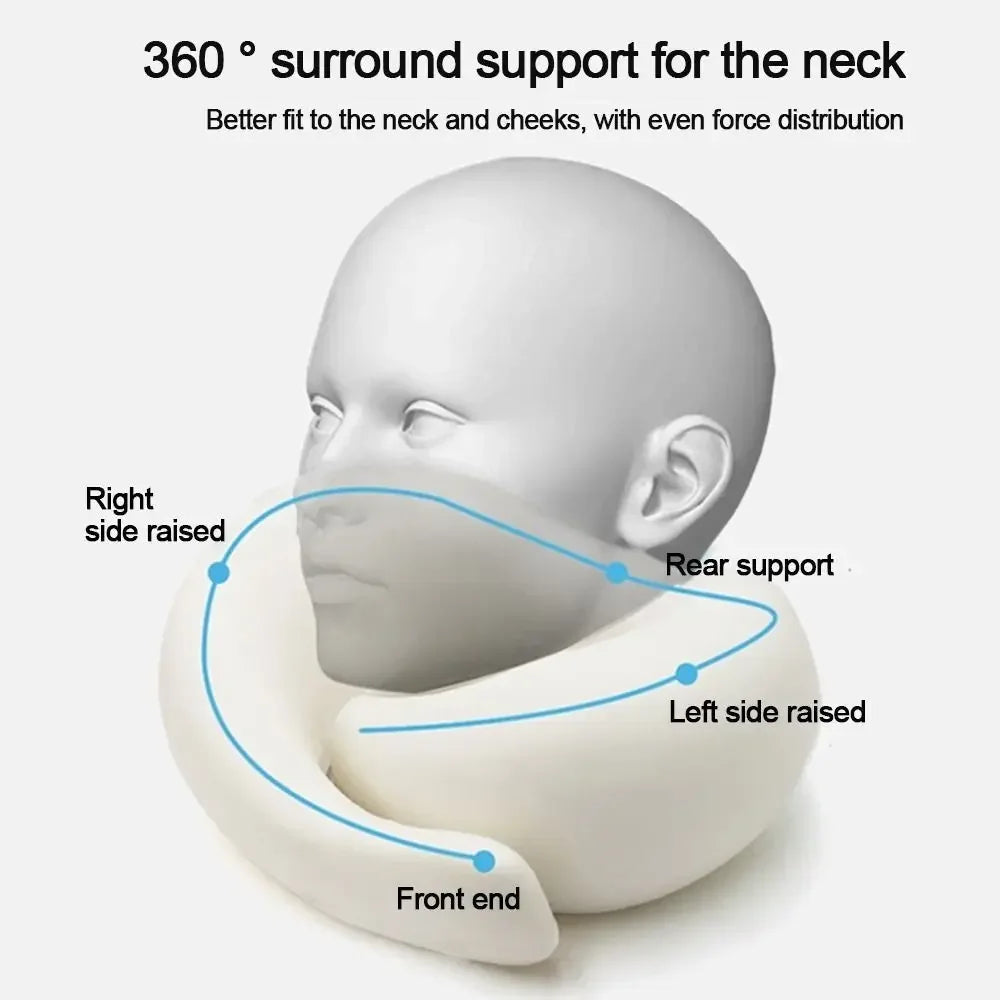 Soft Memory Foam Travel Neck Pillow U Shape Adjustable Support Comfortably Sleeping on Plane Car Office Noon Break