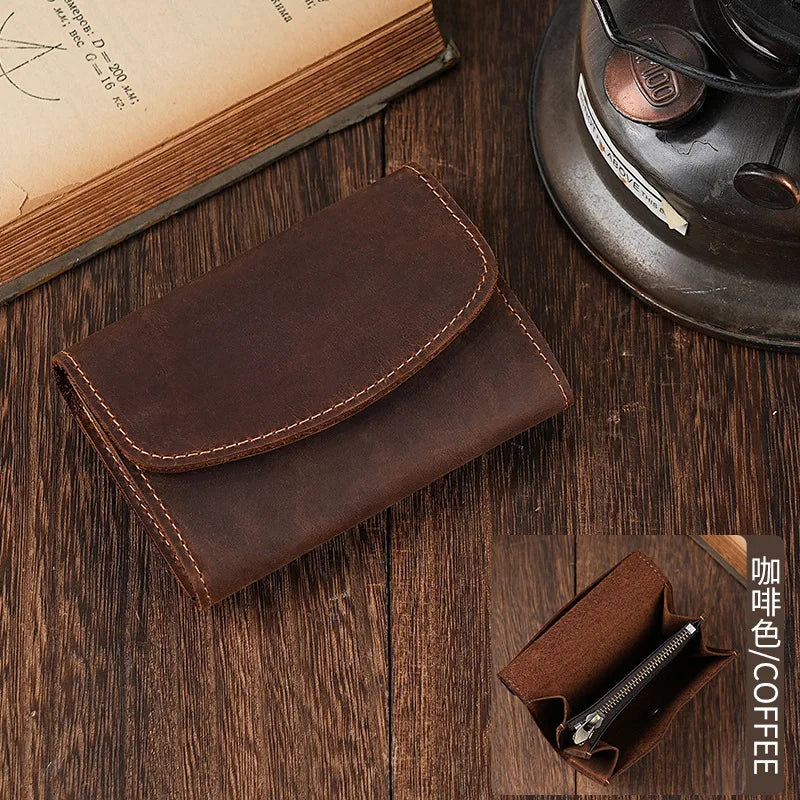 Vintage Crazy Horse Leather Credit Card Holder Wallet Mens Real Cowhide Slim ID VIP Business Cards Case Bag Small Coins