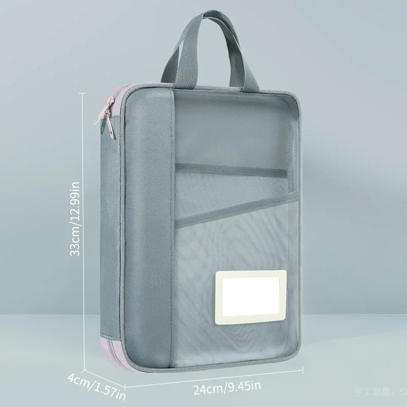 Huajie A4 Document Bag Transparent Large Opening File Bag Zipper-Type Large Capacity Document Storage Bag Tote Bag