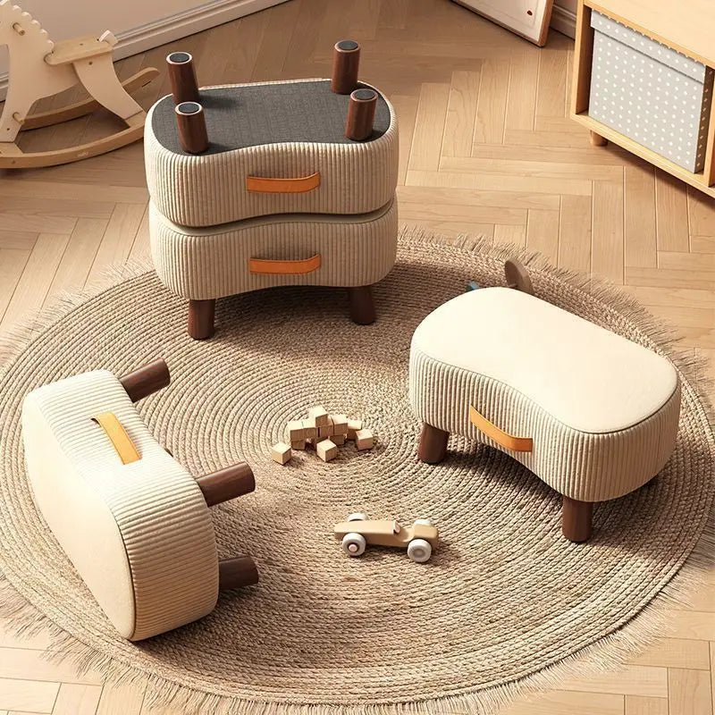 Potable Small Wood Chair Household Shoe Changing Stool Sofa Living Room Foot Rest Stool Tea Table Children Bathroom