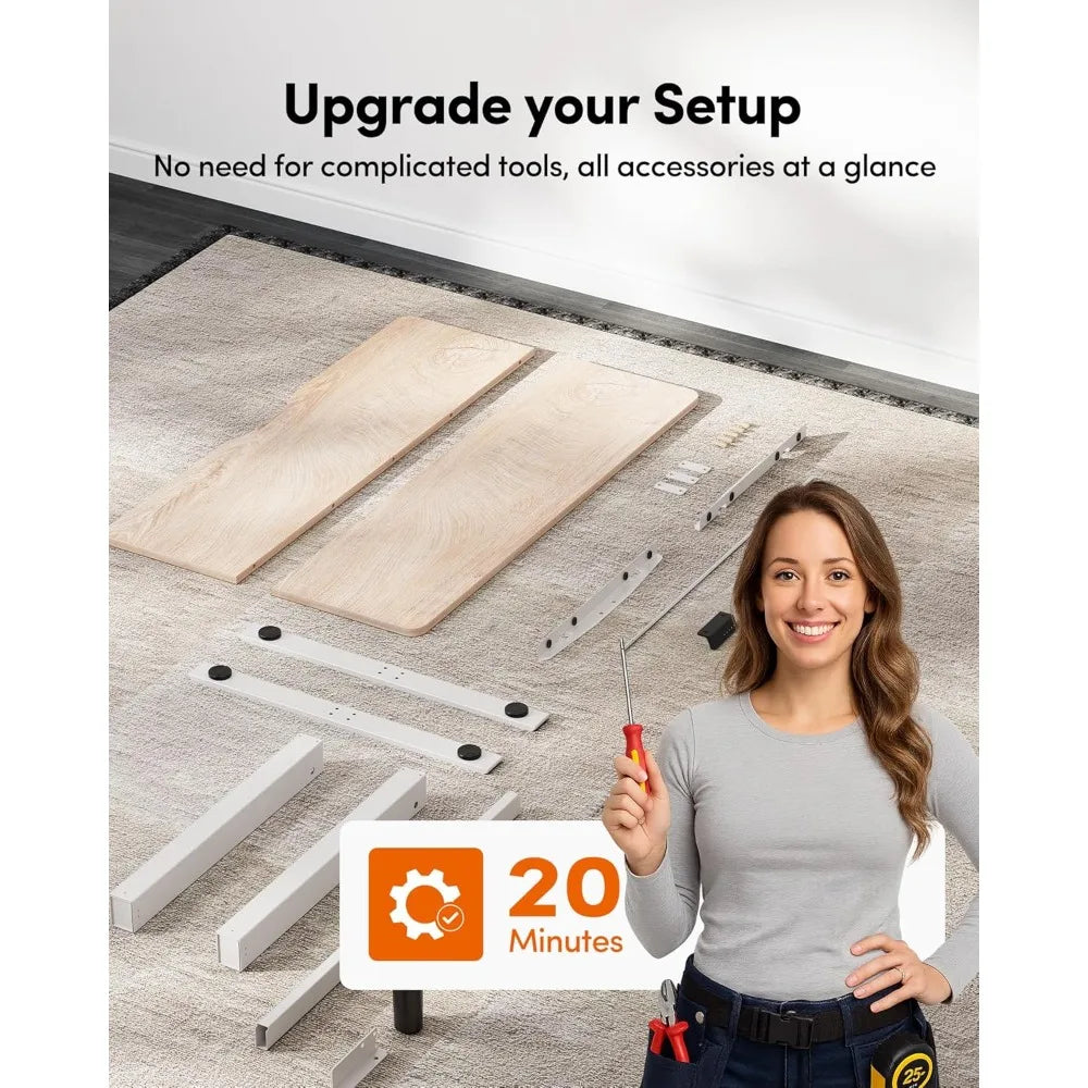 Standing Desk 48 × 24 Inches Electric Height Adjustable Sit and Stand Up Computer Office Desk with Splice Board White