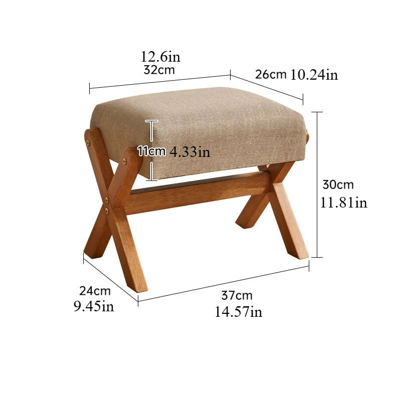 Solid Wood Footstool Soft Household Shoe Bench Doorway Stool Living Room Small Bench Sitting Stool for Bedside Dressing