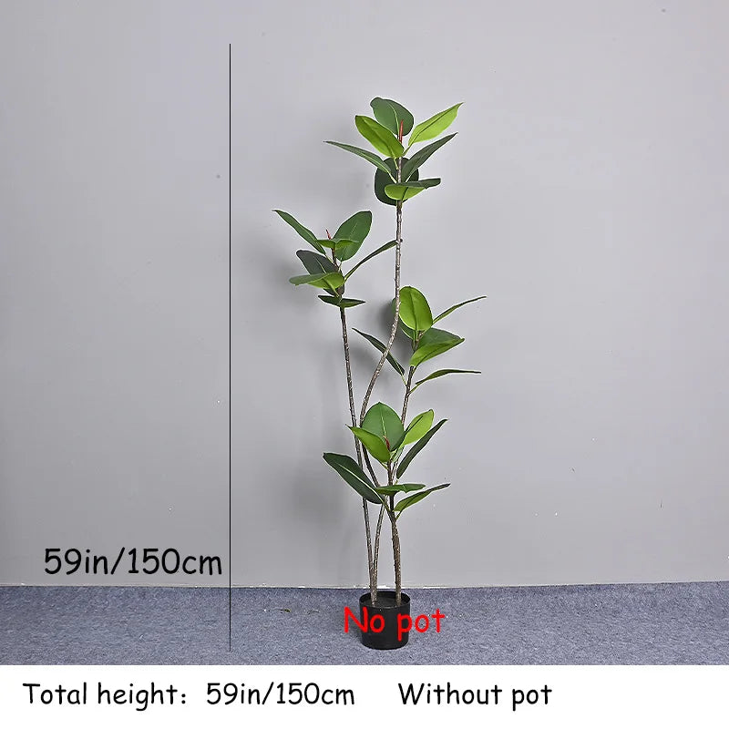 70in Large Artificial Plants Fake Ficus Tree Branch Plastic Rubber Leaves Tall Green Landscape For Home Garden Office
