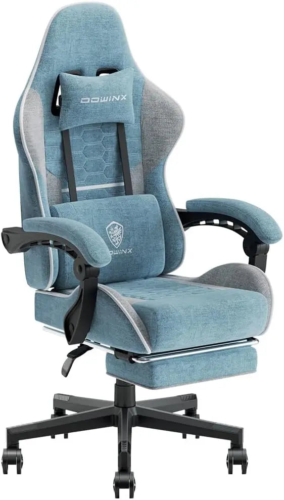 Dowinx Gaming Chair Fabric with Pocket Spring Cushion,Game Chair Cloth with Headrest Ergonomic Computer Chair