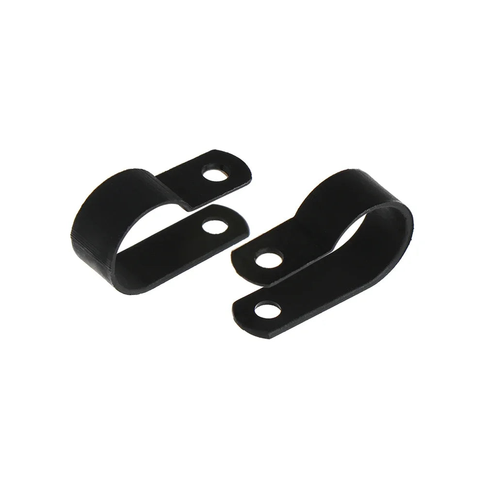 100PCS R-Type Nylon Cable Clamp Plastic P Clips Black Nylon Fasteners Cable Mounting Fix Hardware Electrical Fittings