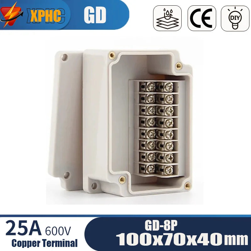 Outdoor ABS Plastic Electric Cable Branch Box Distribution Enclosure Case Home Monitor Waterproof Terminal Junction Box