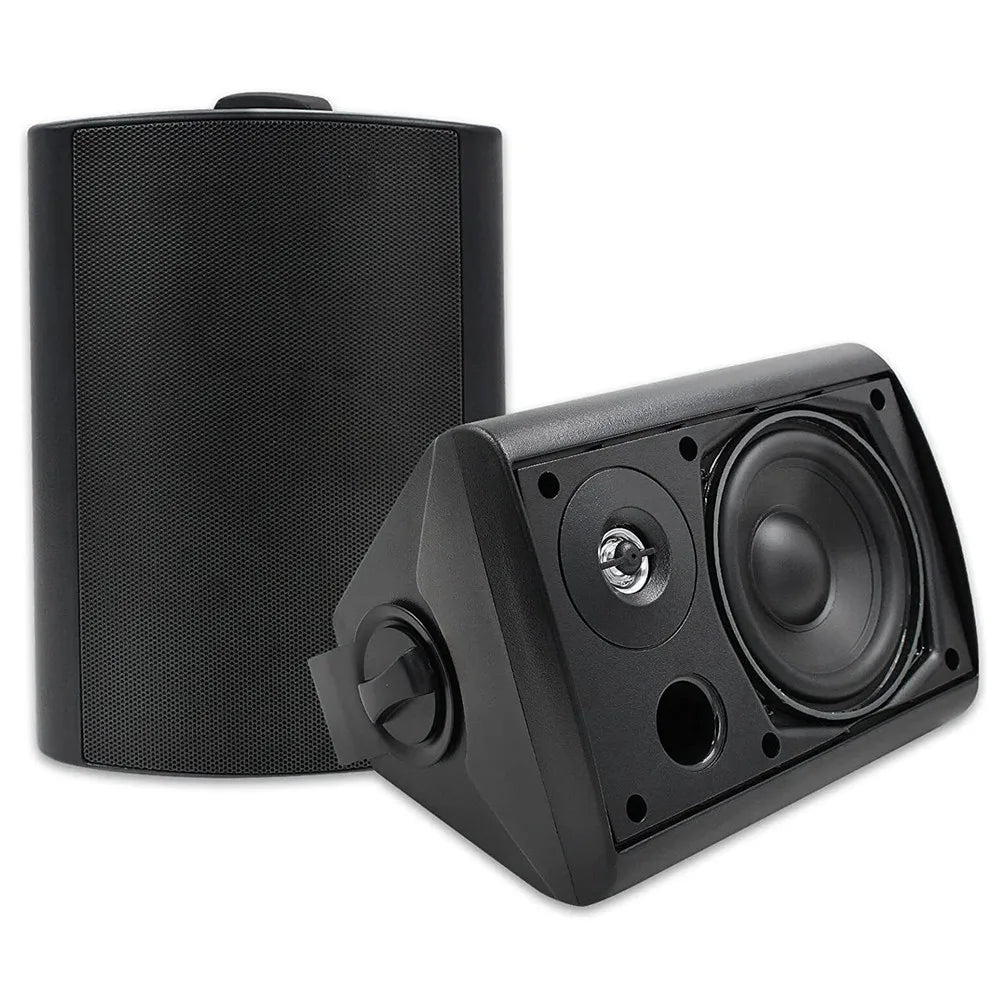 Herdio 2PCS 5.25‘’ 300 Watts Passive Wired Indoor Outdoor Patio Deck Speakers All Weather Wall Mount System For Patio