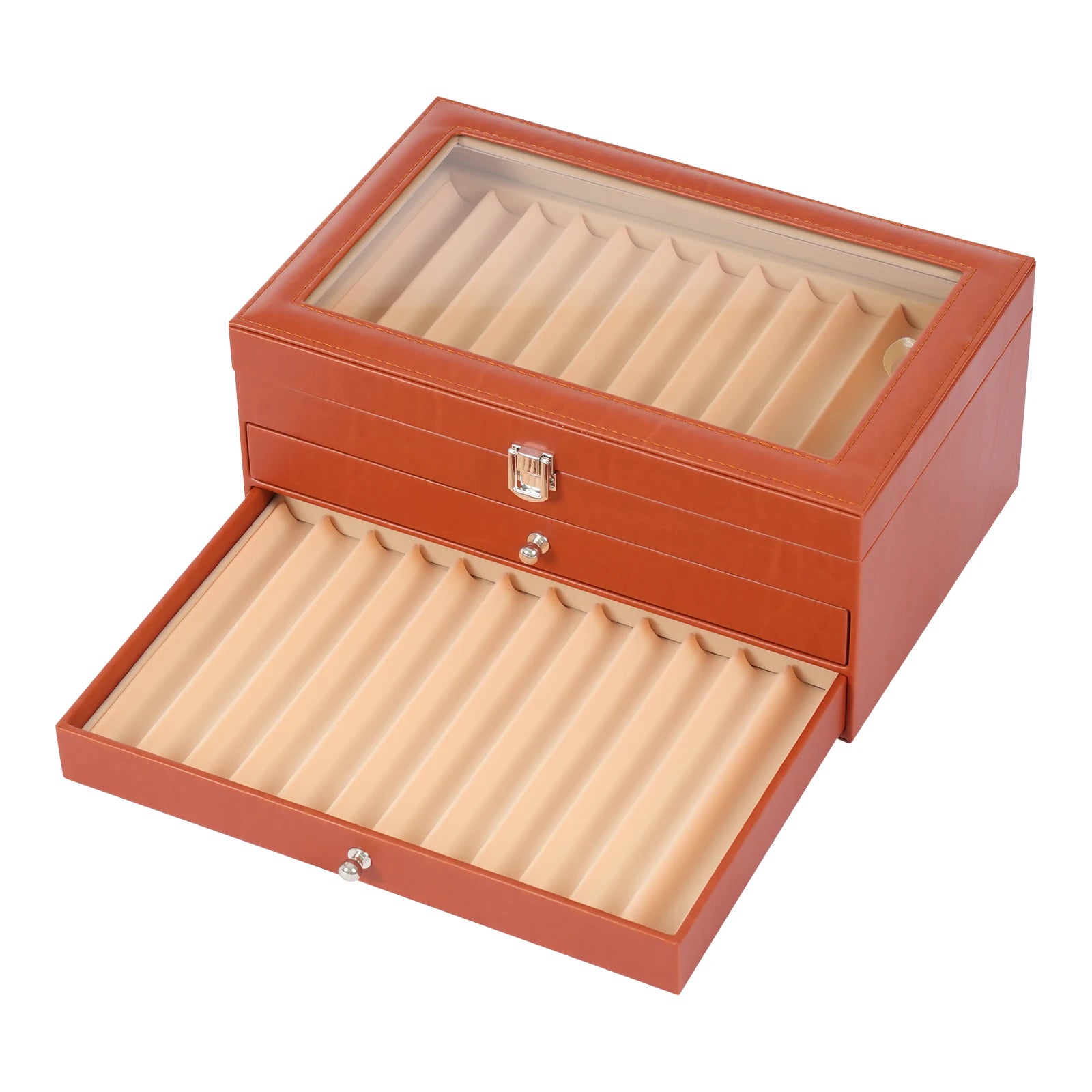 Fountain Pen Display Case -Pen Collection Display Case 3 Layer Fountain Pen Storage Display Box 36 Slots Wooden