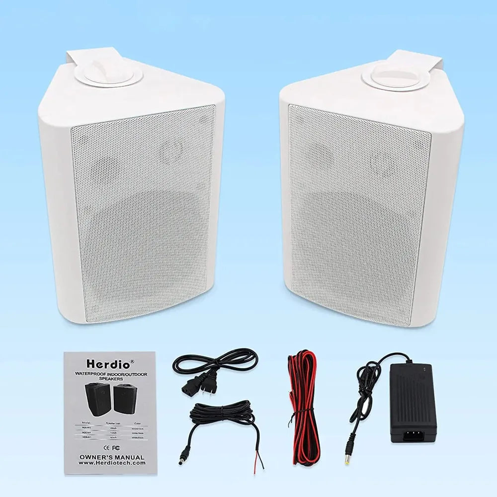 Herdio 2PCS 5.25’’ 300W Indoor Outdoor Bluetooth Speakers Waterproof Wired Wall Mount Active Speakers For Patio Garage