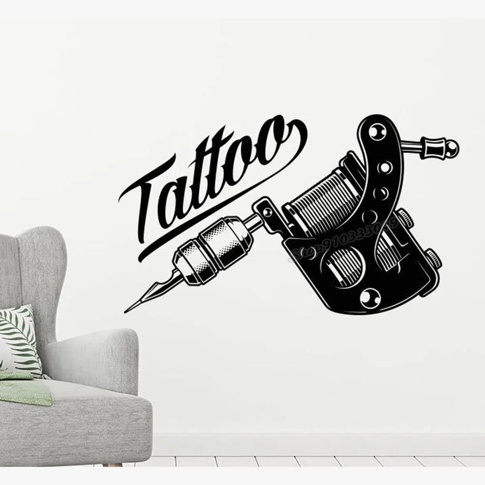 Tattoo Salon Wall Sticker Vinyl Decal Tattoo Studio Logo Wall Decal Tattoo Salon Decor Home Office Art Decor Wallpaper