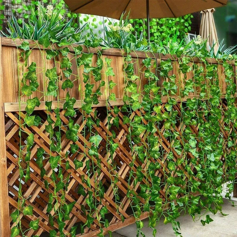 100/2M Artificial Green Ivy Vine Garland Fake Leaf Plants Rattan Hanging Creeper Garlands for Garden Wedding Party Wall