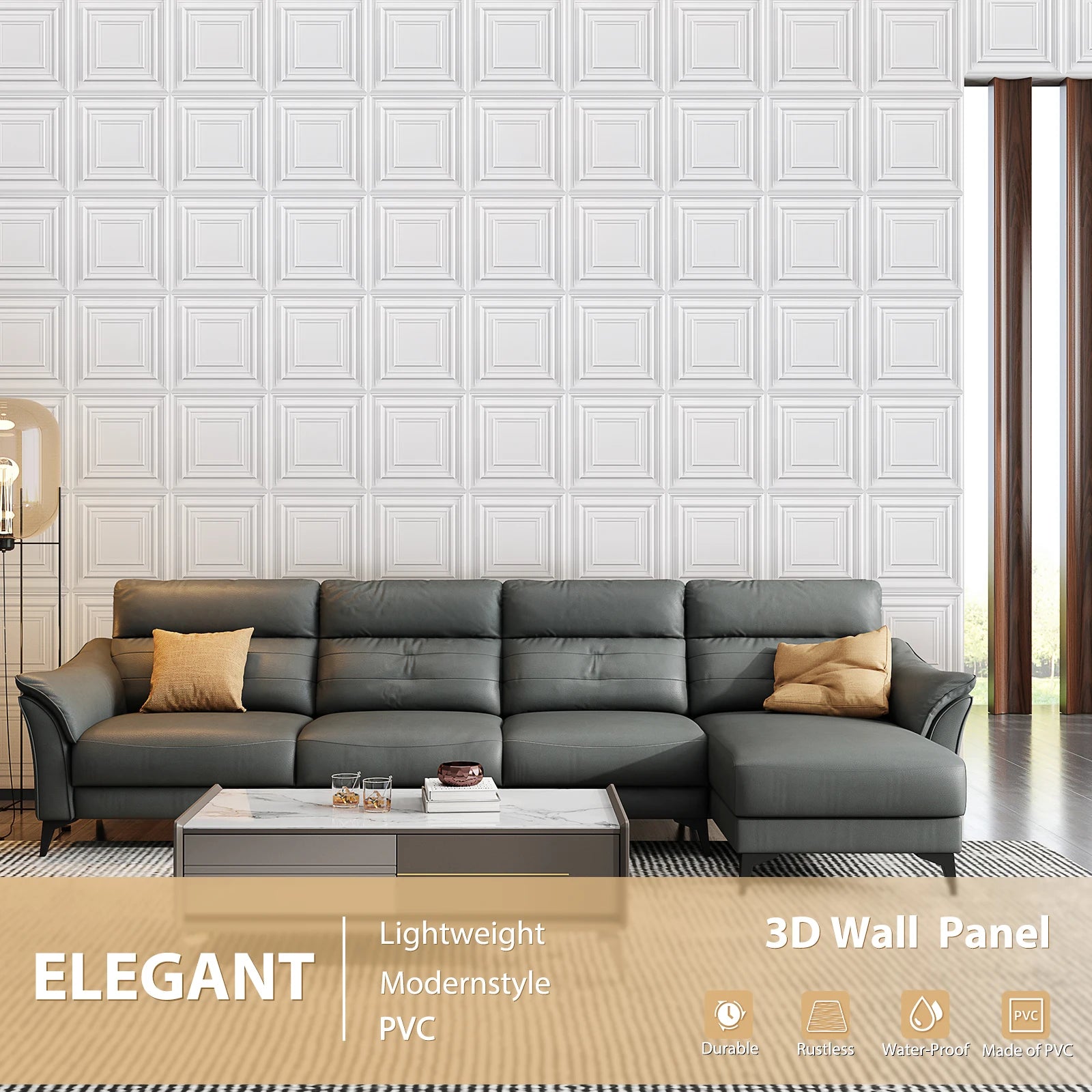 KUUJOJO 3D textured wall panel for indoor wall decoration suitable for living room hall bedroom hotel office send tape