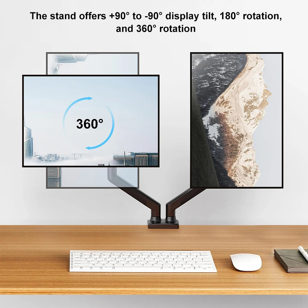 Dual Monitor Stand with C Clamp Monitor Desk Mount Holds Up To 19.8lbs Monitor Arm Desk Mount for 13 To 32 Inch
