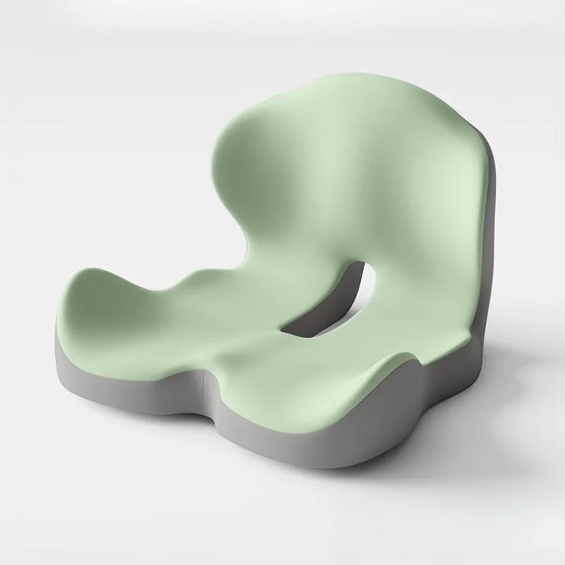 Memory Foam One-piece Cushion Office Cushion Hip Beautification Spine Relief And Waist Support Cushion - Green