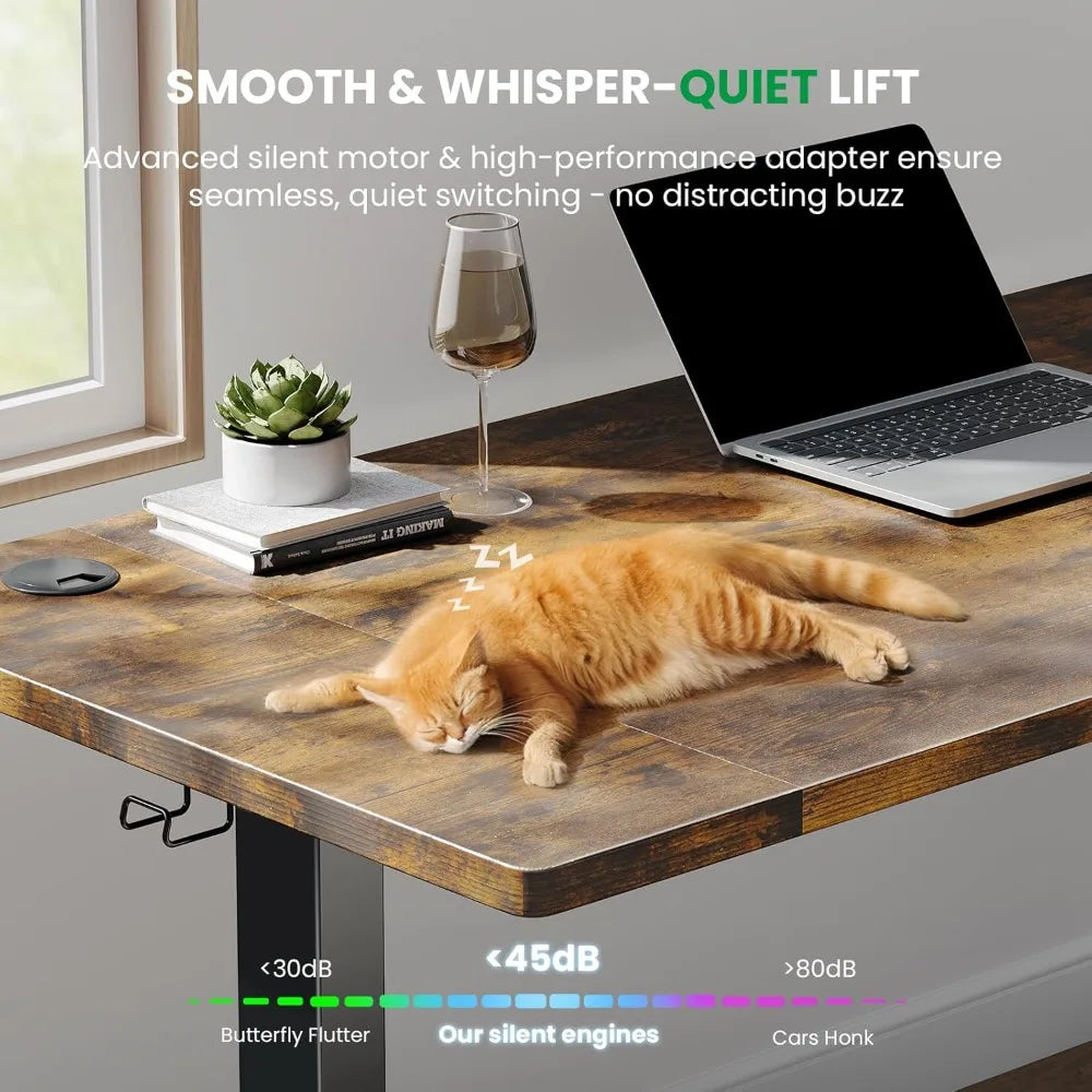 Electric Standing Desk Adjustable - 63 x 24 Inch Sit Stand up Desk with Cable Management - 3 Memory Preset Adjustable