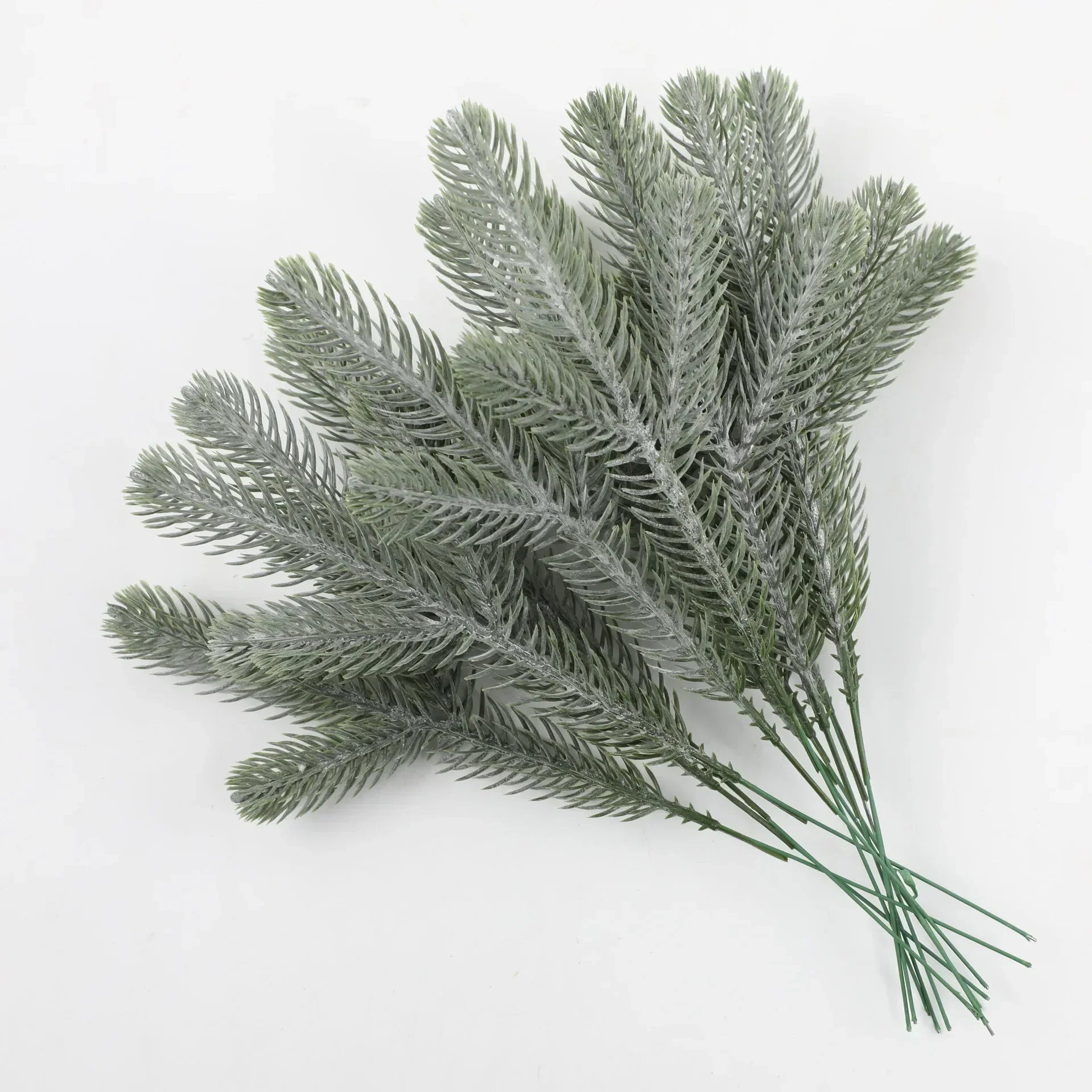 Wholesale Pine Needle Branch Artificial Christmas Green Snow Frosted Fake Plants Sprigs Stem DIY Wreath Home Garland