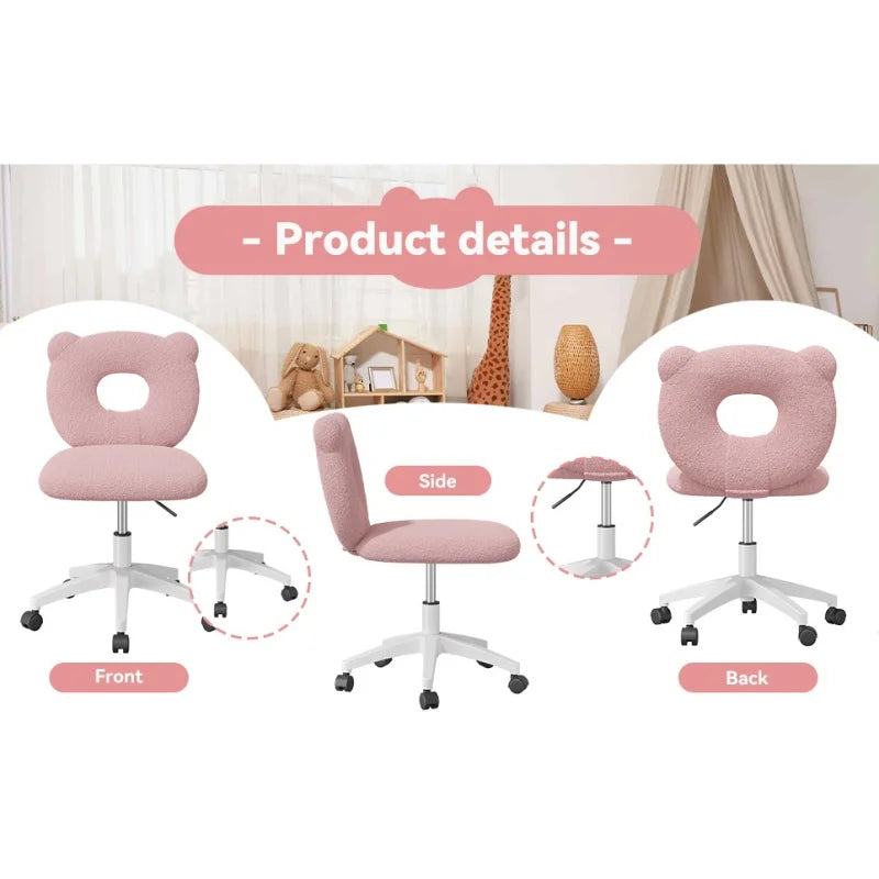 Little Bear Office Chair Female Male Dormitory Backrest Chair Pink Cute Bedroom Living Room Chairs Learning Chair