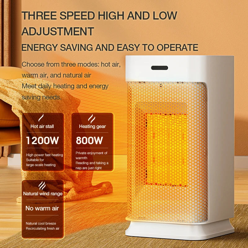 Portable Space Heater For Home Office PTC Ceramic Fast Heating 1200W Electric Fan Heater With Oscillation Remote/Timer
