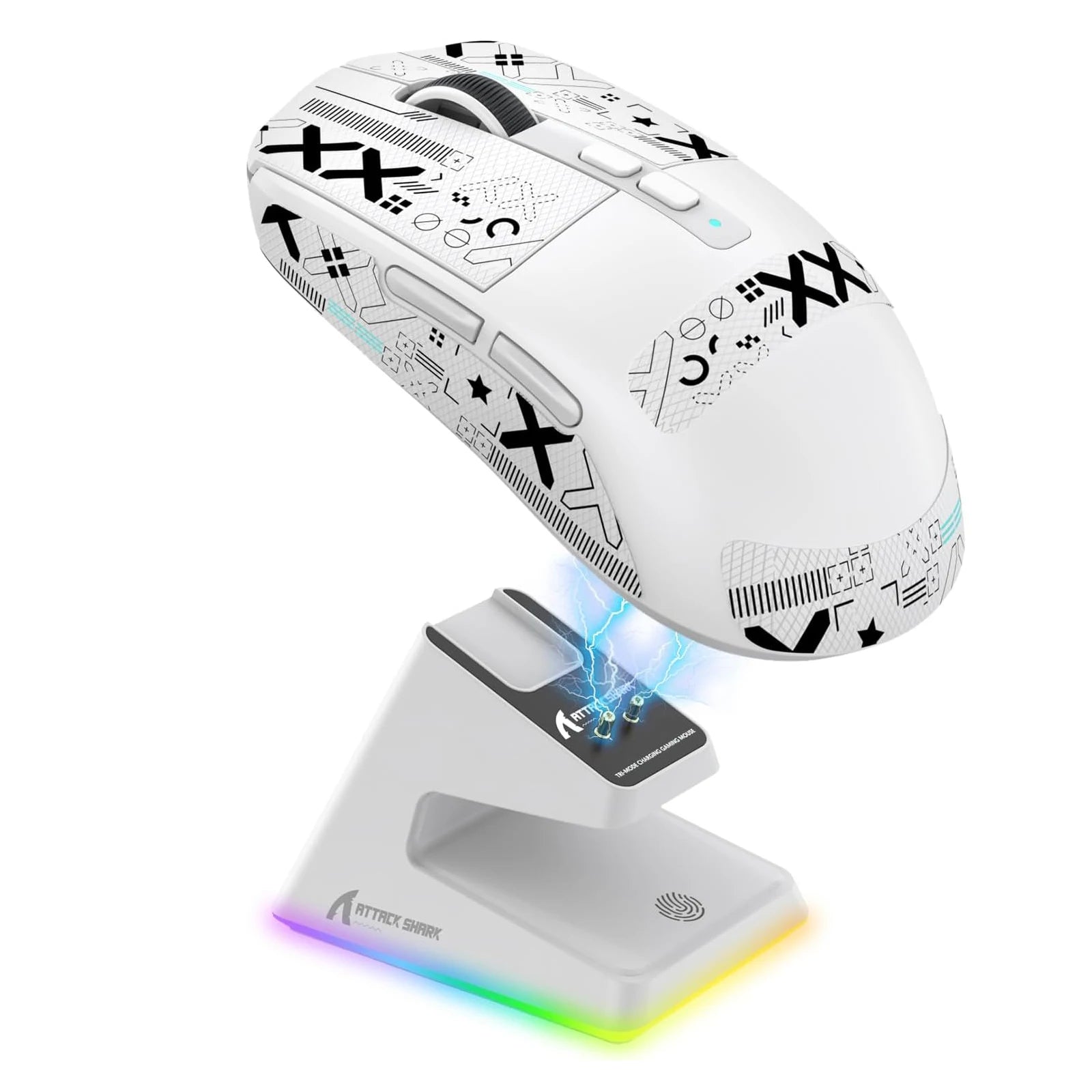 ATTACK SHARK X6 Lightweight Wireless Gaming Mouse with RGB Backlight Charging Base,Tri-Mode,26K DPI PAW3395 Optical