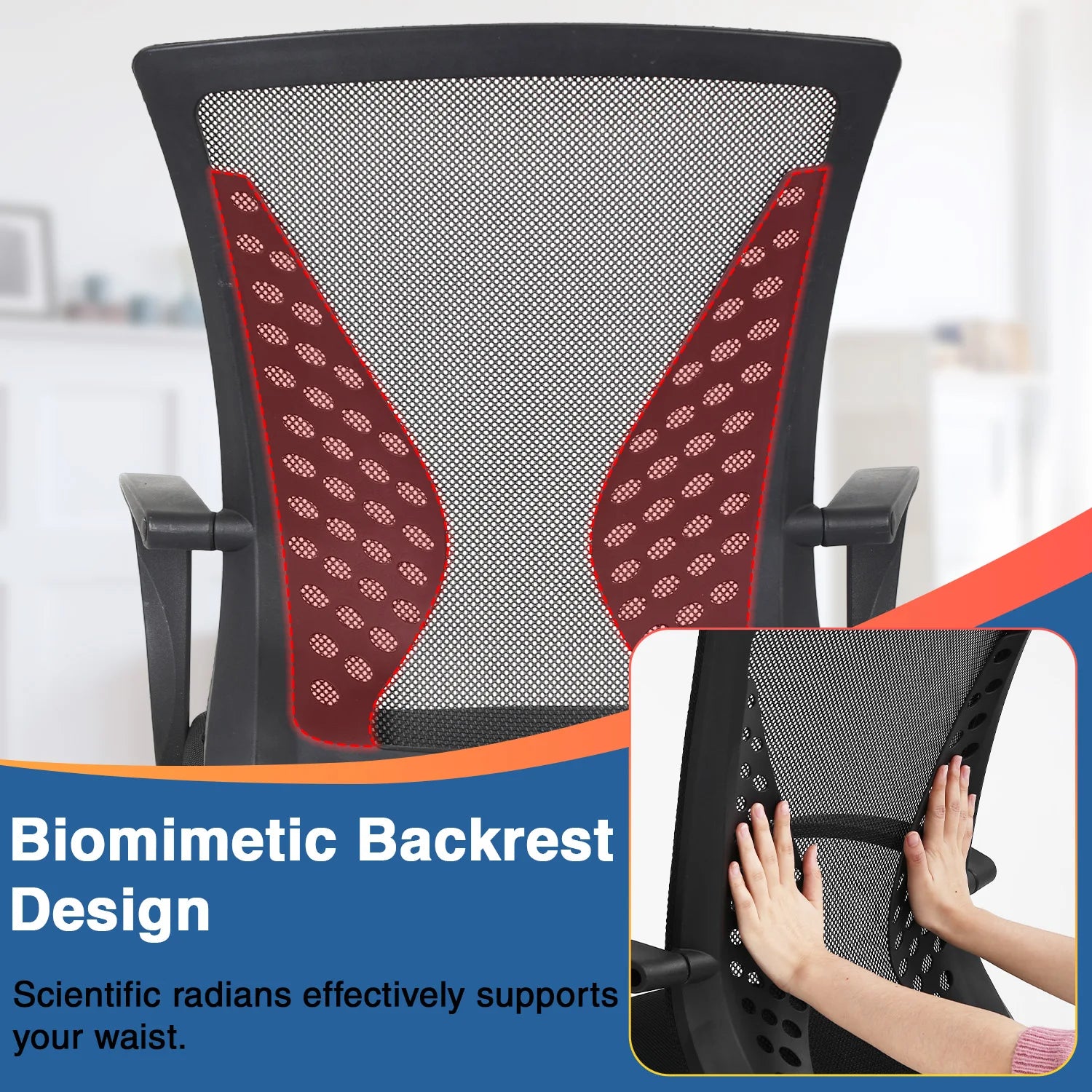Office Chair Mesh Chair Ergonomic Computer Desk Chair Mid Back Swivel Lumbar Support with Armrest