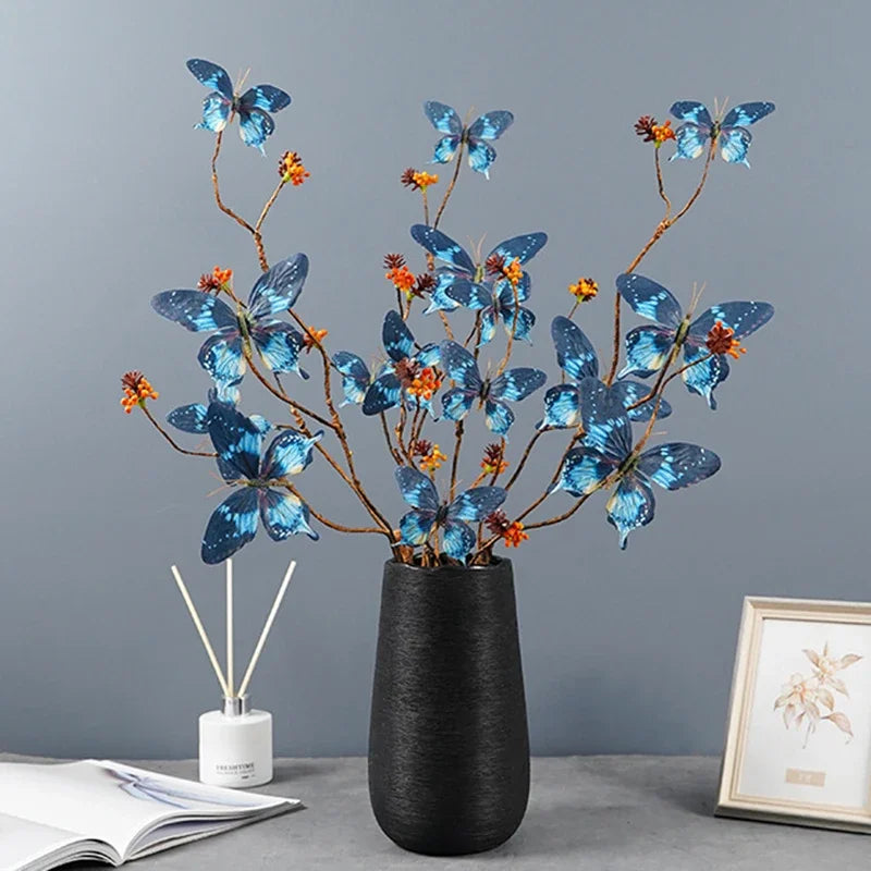 Simulation 5 Flower Butterfly Artificial Flower Bouquet Home Living Room Porch Dining Table Wedding Decoration Indoor