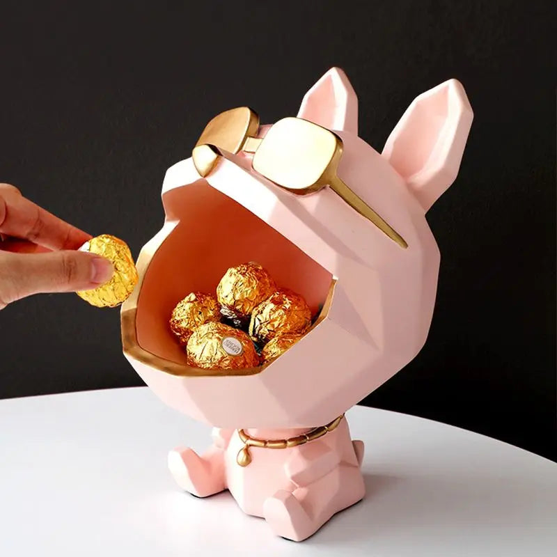 Geometry Dog Model Decoration Pendant Big Mouth Storage Sculpture Porch Desktop Ornaments Keys Lipstick Storage Jar