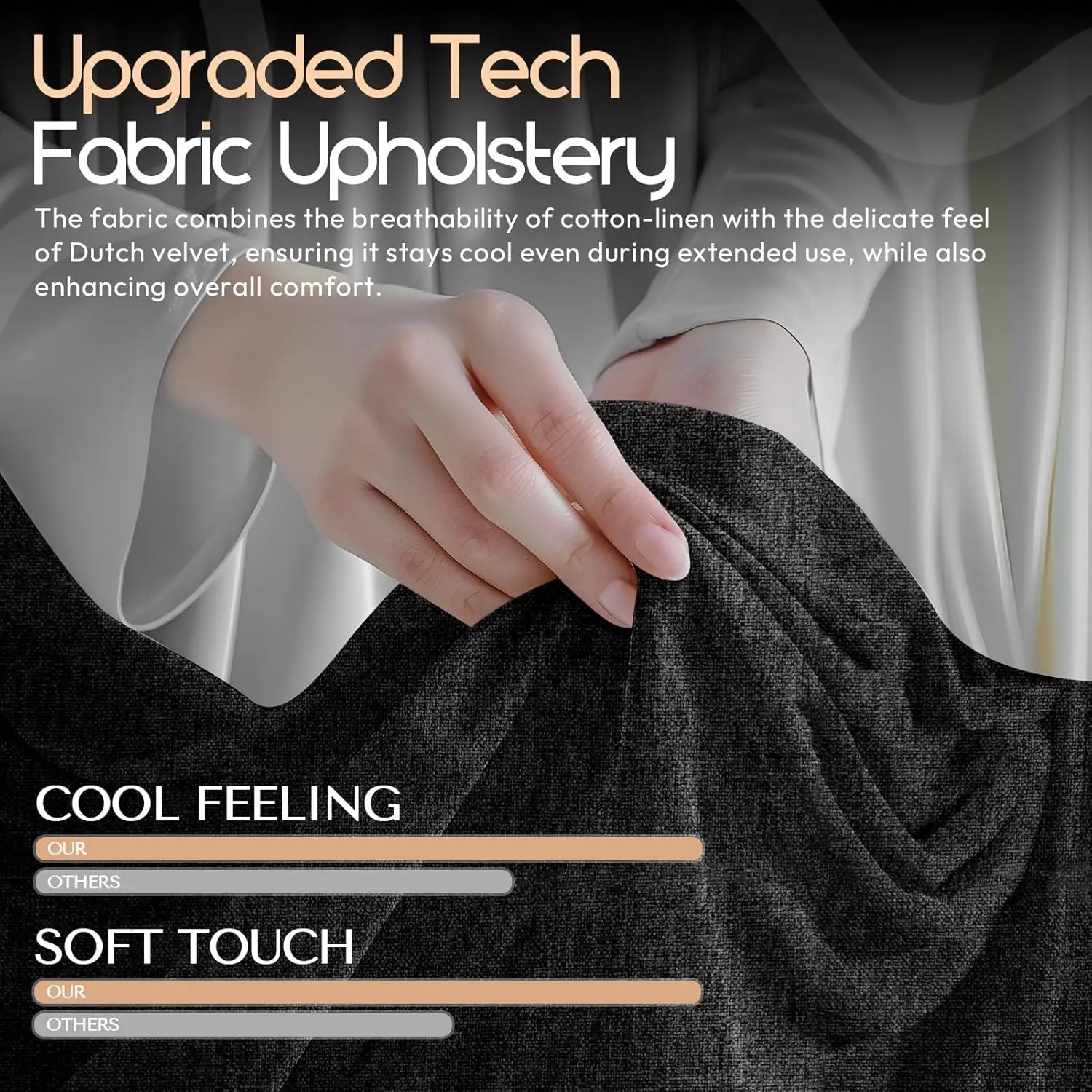 Dowinx Fabric Gaming Chair with Pocket Spring Cushion,Breathable Computer Chair with Massage Lumbar Support and Footrest