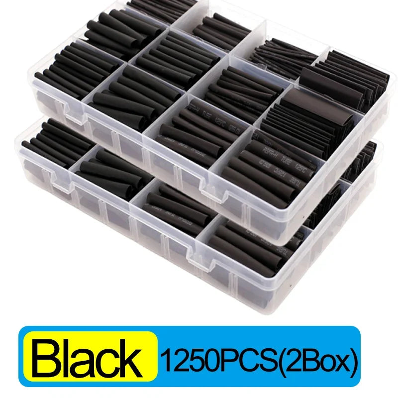 For Wire Cable Repair Black Heat Shrink Tubing Kit Polyolefin Sleeving Assortment Electrical Insulation Connection
