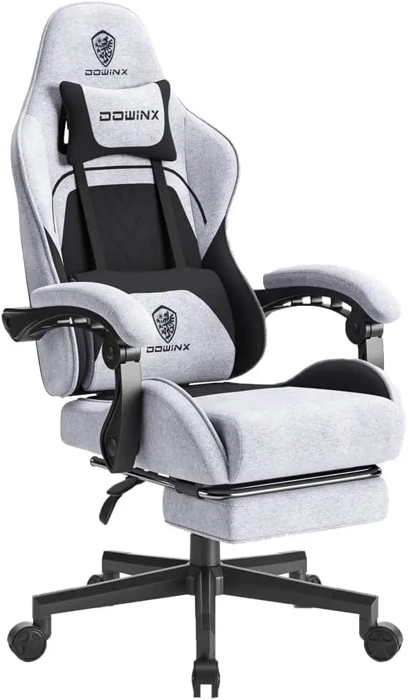 Dowinx Gaming Chair Fabric with Pocket Spring Cushion,Game Chair Cloth with Headrest Ergonomic Computer Chair
