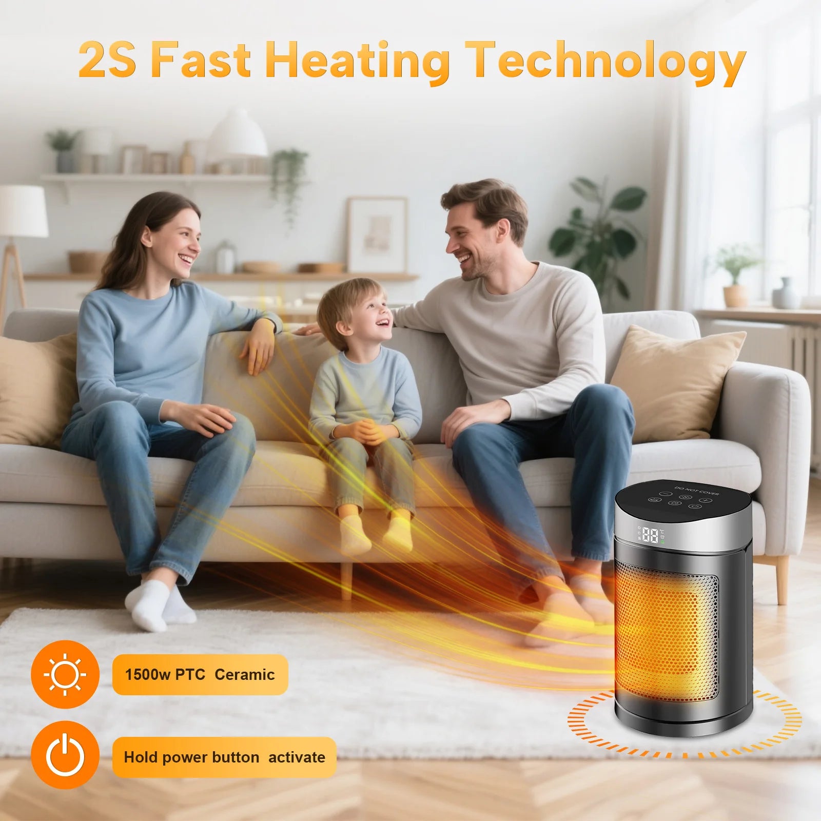 Portable Electric Heater Space Heater Indoor Energy Saving Hot Air Heater Energy Efficient for Household Desktop Office