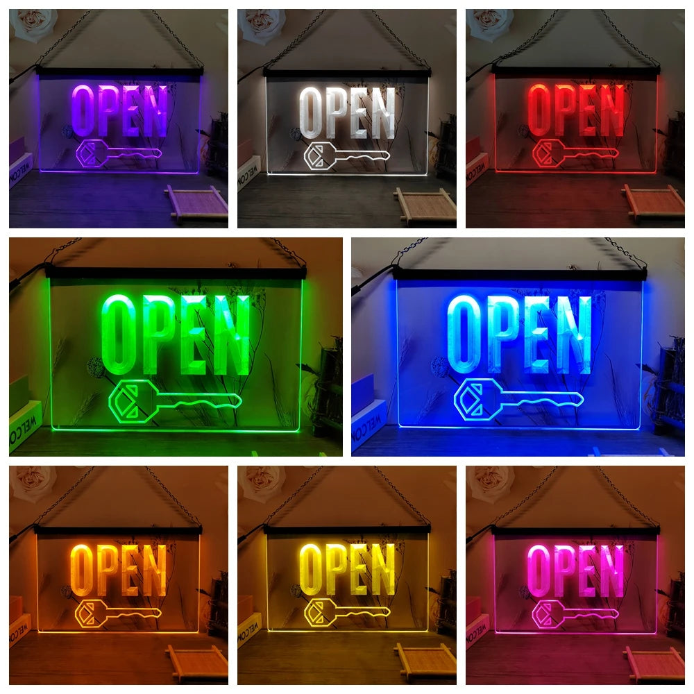 OPEN Keys Store Cutting Shop-LED Neon Sign-3D Carving Wall Art for Home,Room,Bedroom,Office,Farmhouse Decor