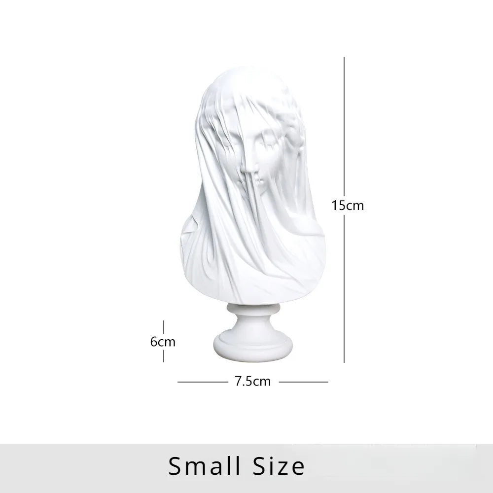 Veiled Lady Bust Greek Goddess Statue Classic Roman Mythology Gifts Maiden Sculpture Home Living Room Desk Bookshelf