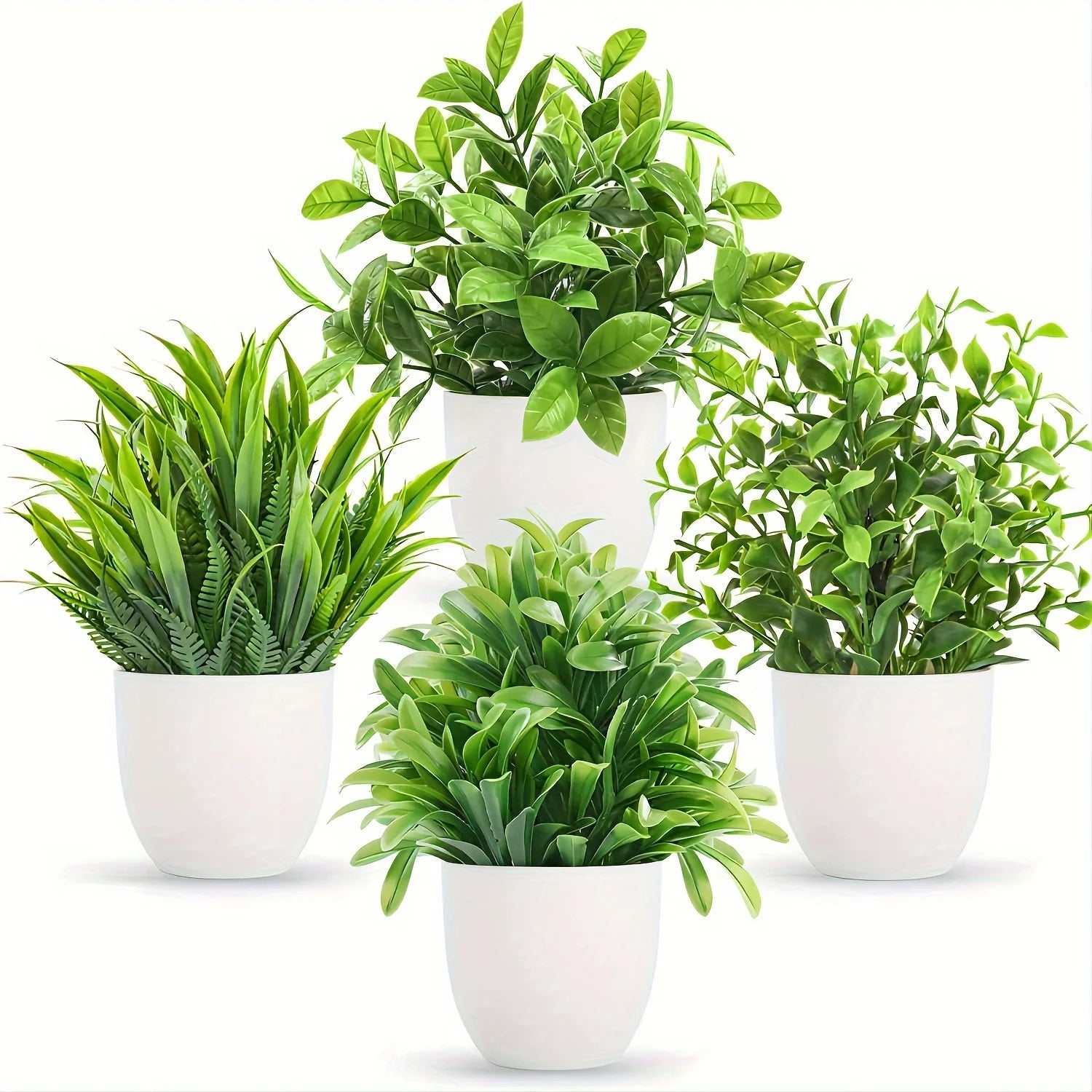 4 Pack Mini Artificial Potted Plants Fake Bonsai Greenery for Home Office Farmhouse Bathroom Shelf Decor Indoor