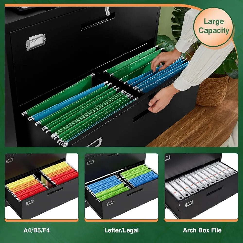 File Cabinets,4 Drawer Metal Lateral Filing Organization Storage Cabinets with Lock,Home Office for Hanging Files