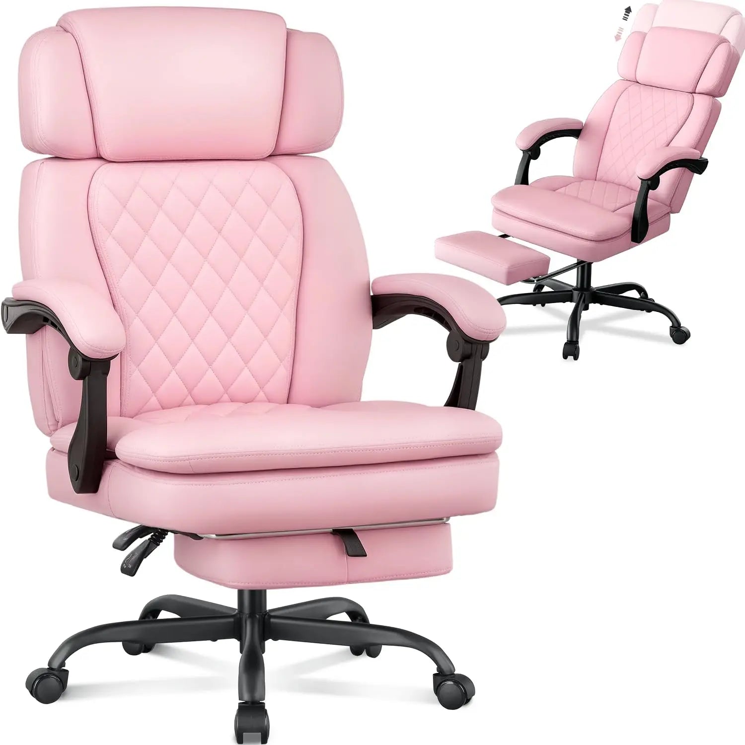 400lbs Executive Office Chair with Foot Rest for Heavy People Ergonomic Big and Tall Desk Chair with Adjustable