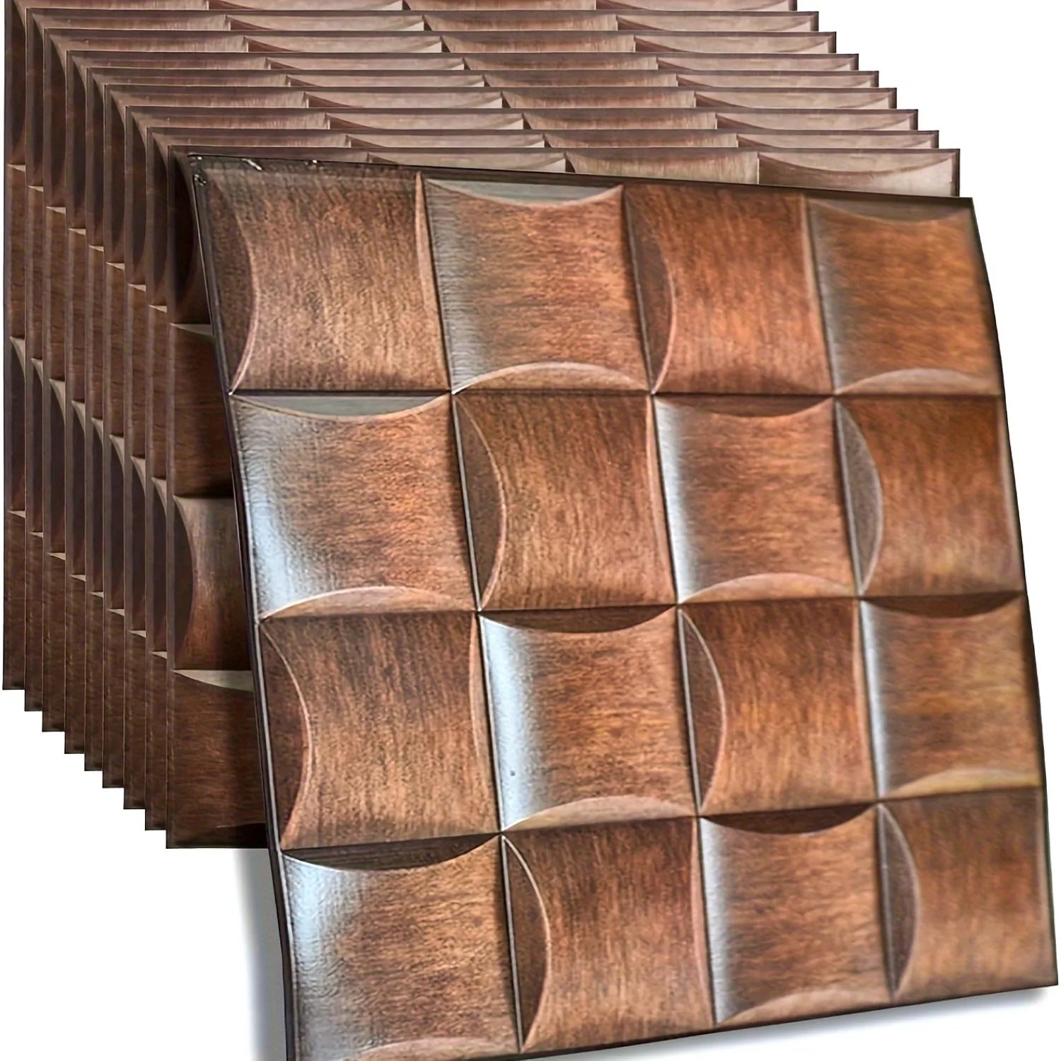 10/20 Pieces of Self-Adhesive 3D Brown Wallpaper - Masonry Wood Grain Style Self-Adhesive Wall Panels Waterproof