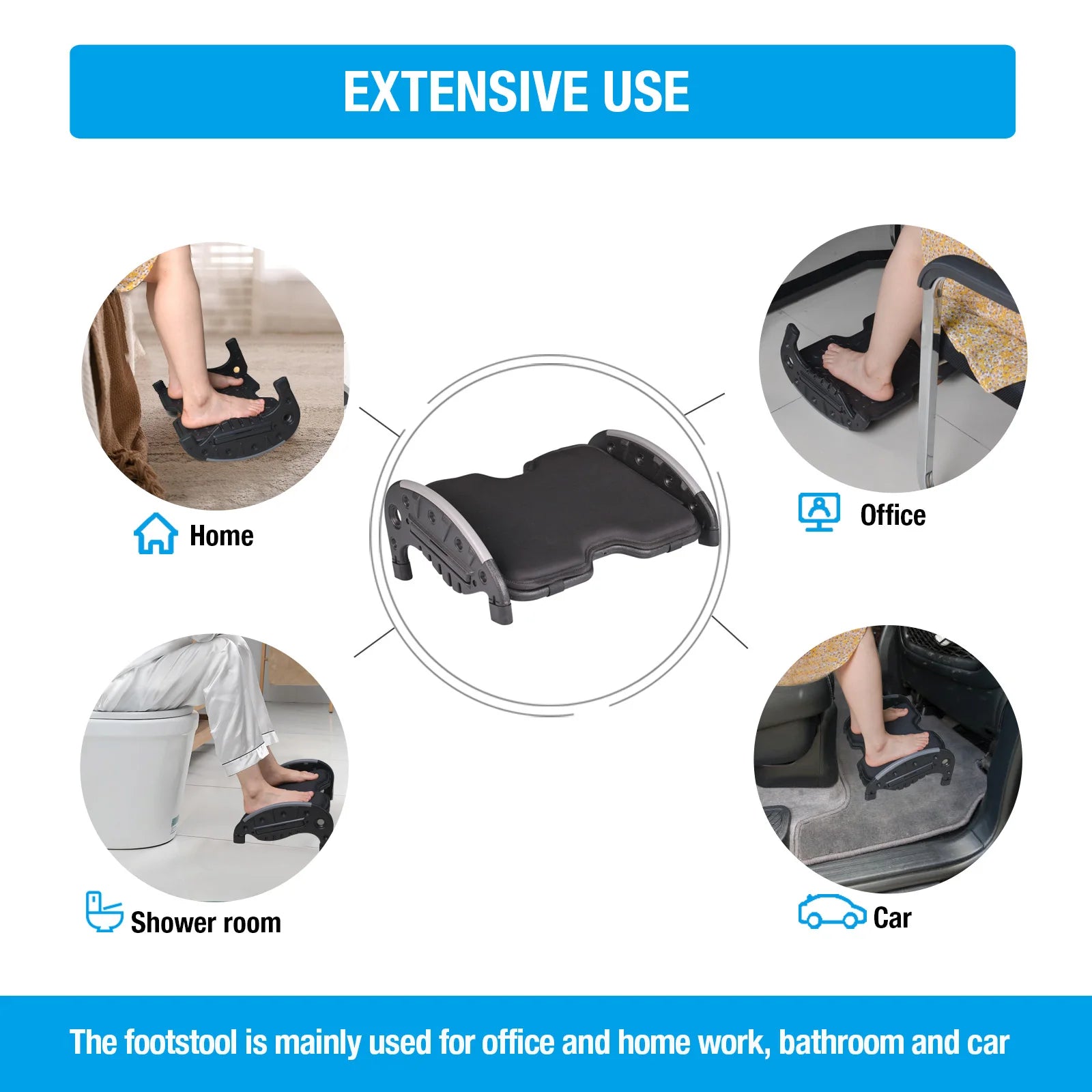 Foot Rest Stool for Under Desk at Work with Removable Soft Warm Foam Cushion Ergonomic Foot Stool with Massage Texture