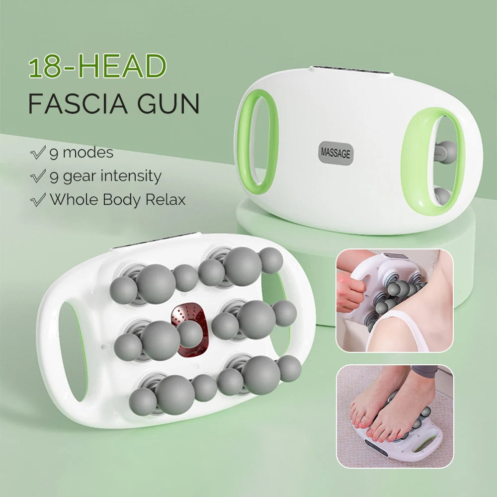 18-head Professional Fascia Gun Muscle Relax Massager High Frequency Back Waist Massage Machine Body Shoulder after