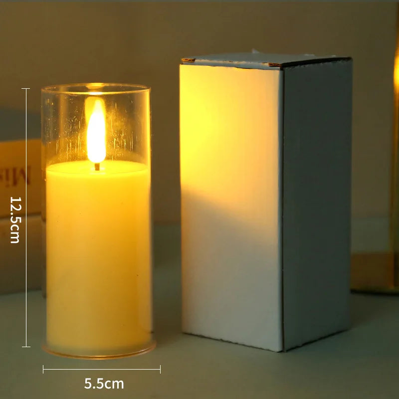 1/3/9Pcs Led Flameless Electric Candles Lamp Acrylic Glass Battery Flickering Fake Tealight Candle Bulk for Wedding