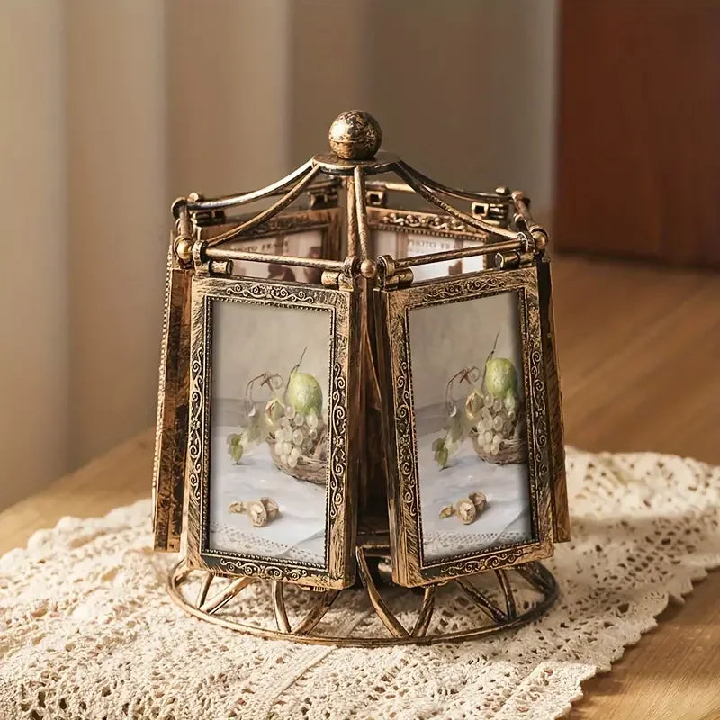 4/5 Inch Photo Frame Wedding Picture Frame Vintage Decoration Home Ornaments Living Room Desk Office Windmill Carousel