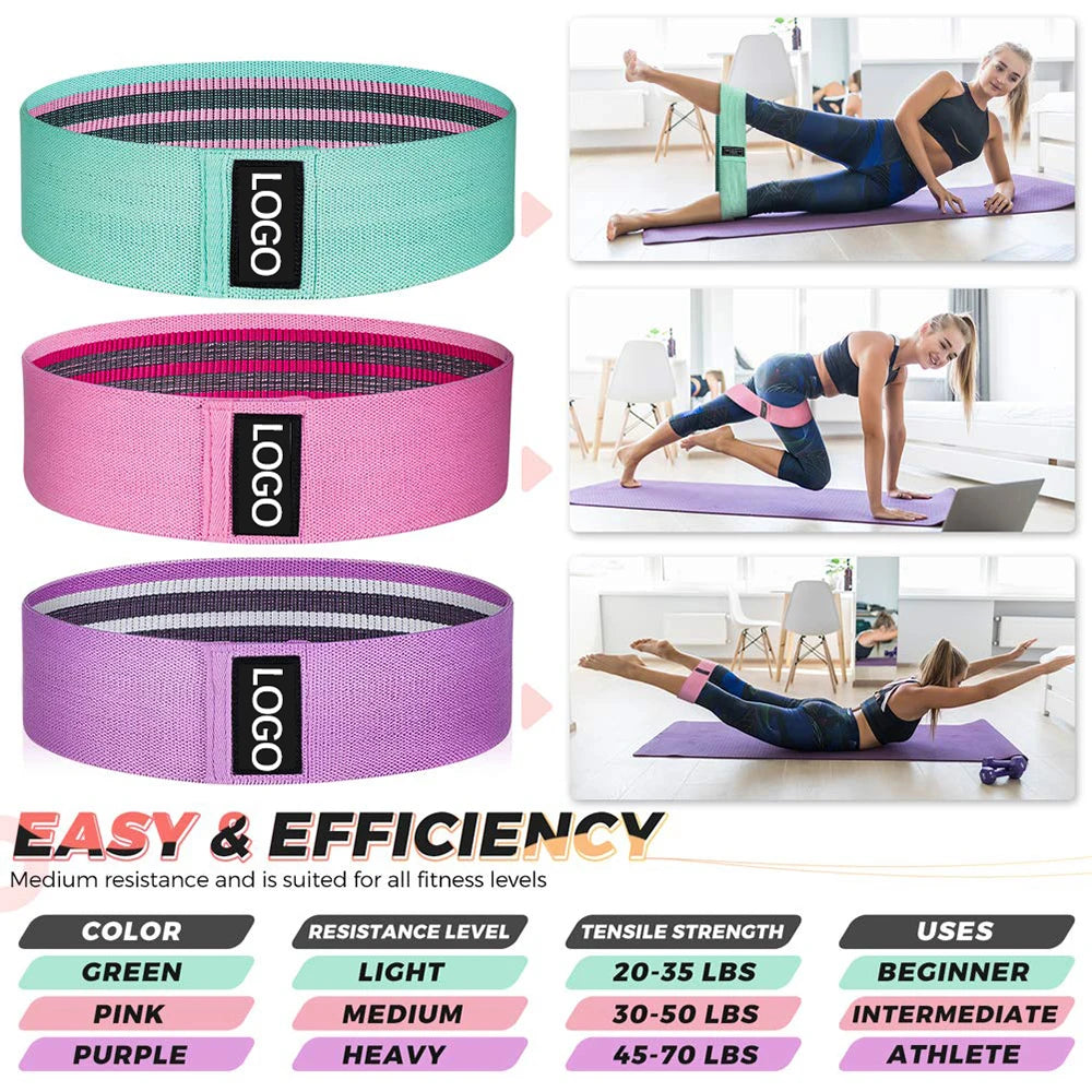 Custom Logo Booty Bands for Women and Men Fitness Elastic Exercise Workout Bands Hip Circle Thigh Squat Gym Equipment