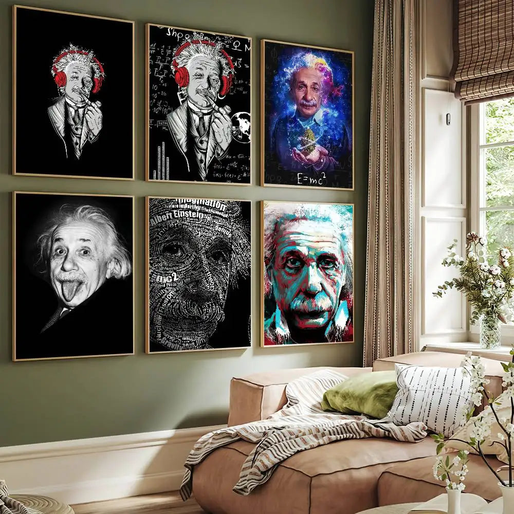 Theoretical Physicist E-Einstein Poster Self Adhesive Painting Living Room Office Decoration Bedroom Home Wall Sticker