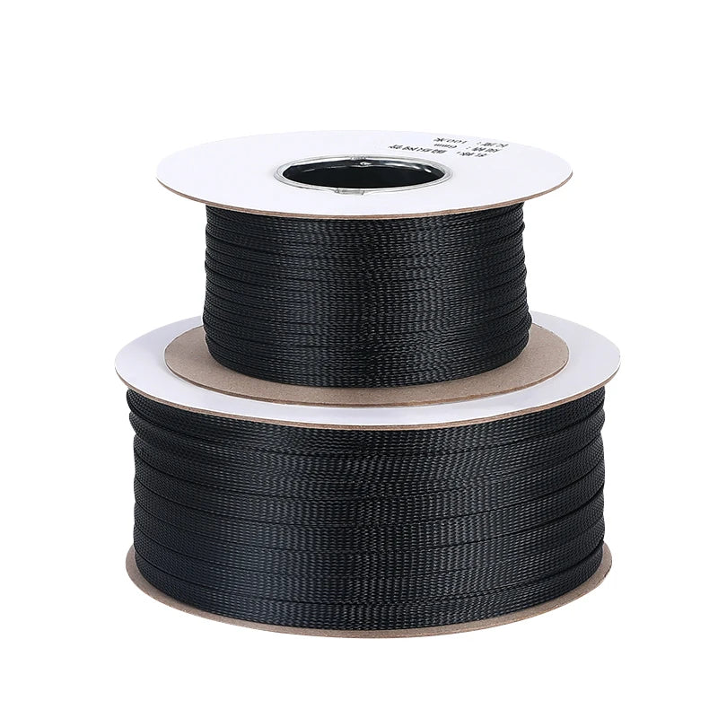 1/5/10M Black Insulated Braid Sleeving 6/8/10/30mm Tight PET Wire Cable Gland Protection Cable Sleeve Flame Retardant