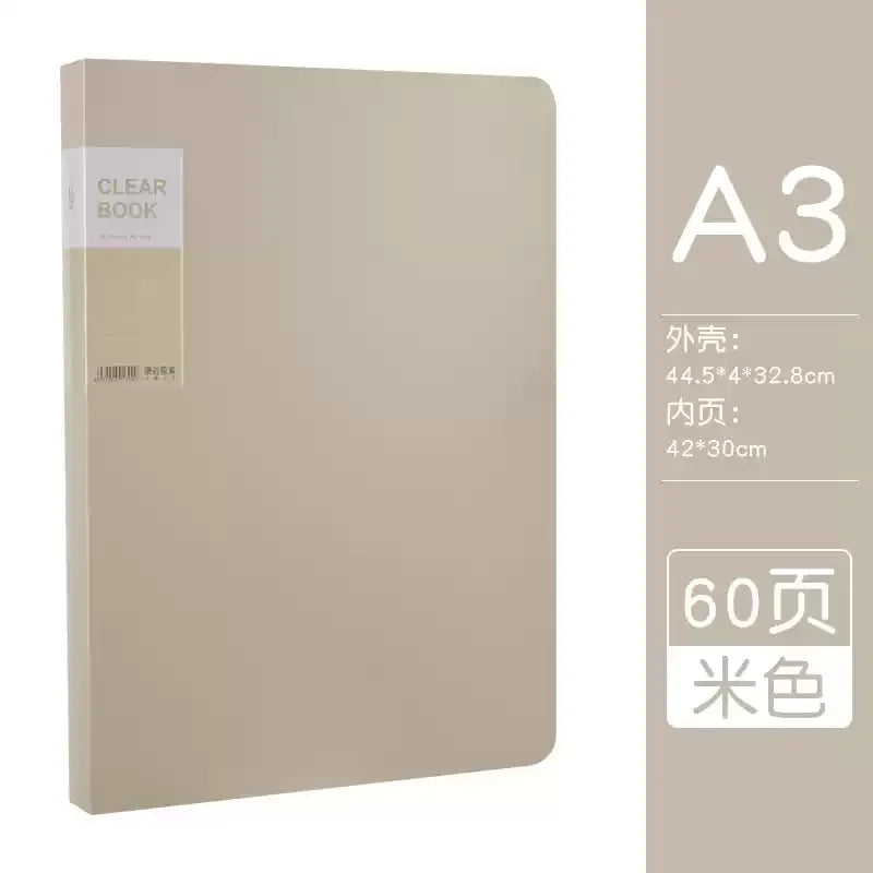 File Folder A3 20/30/40/60 Pocket Picture Album Document Bag 8k Folder Art Work Collection Organizer Office Student