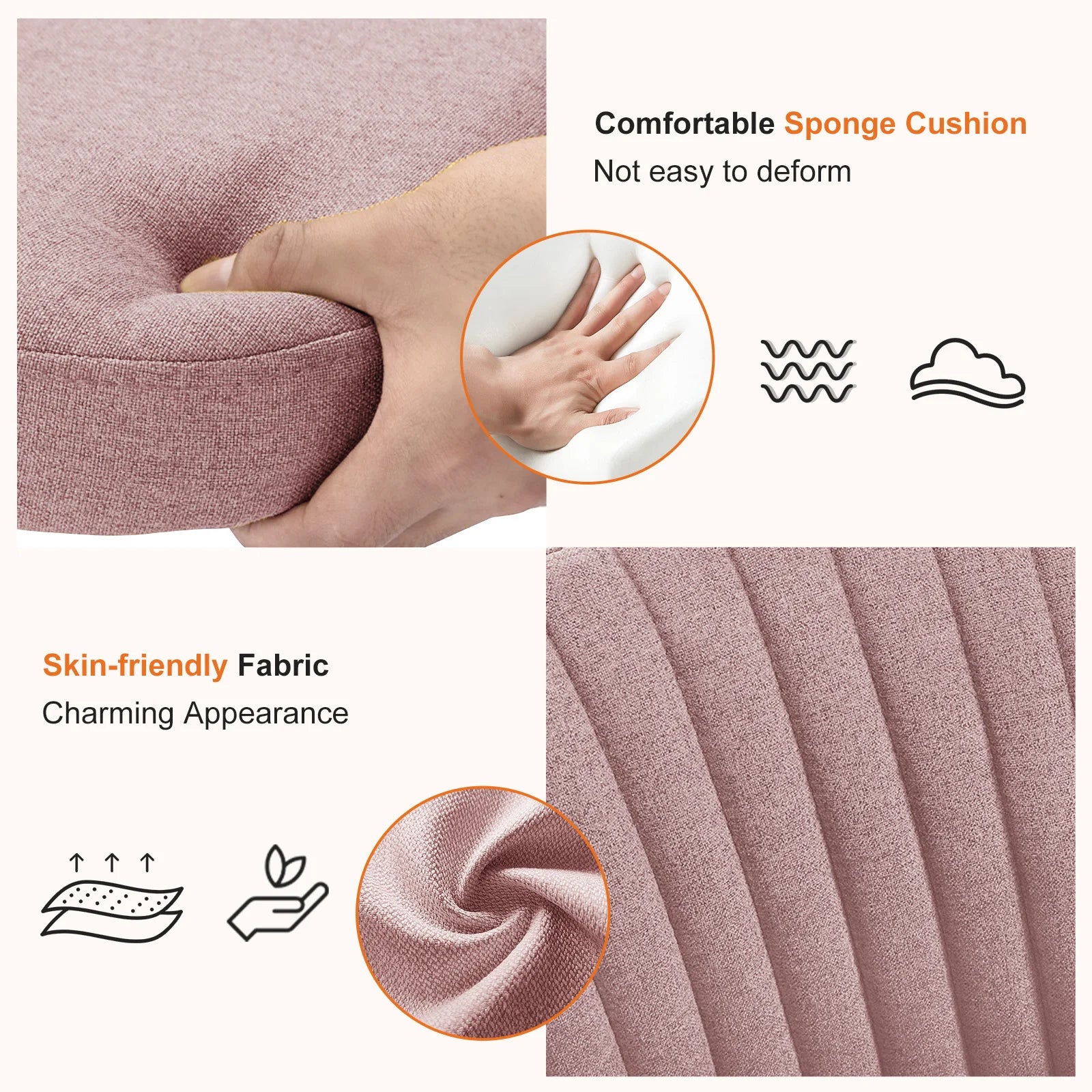 JHK Armless Small Desk Office Chair Cute Vanity Swivel Chair with Back Modern Fabric with Wheels Swivel Task Home