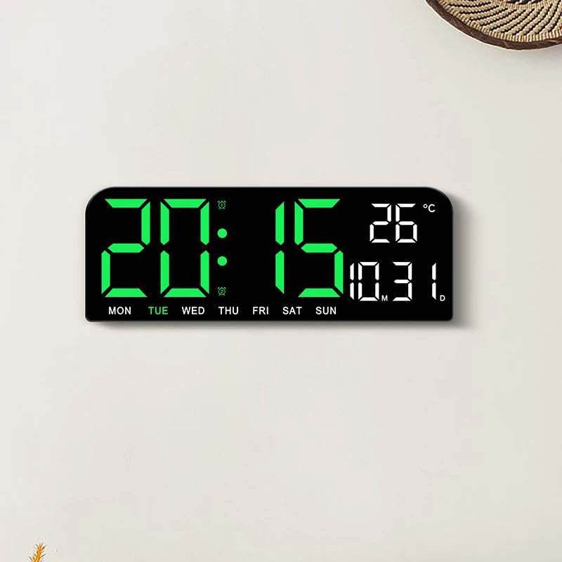 Large LED Digital Wall Clock Temperature Date Week Display Countdown Table Clock Brightness Adjustment Two Alarm 12/24h