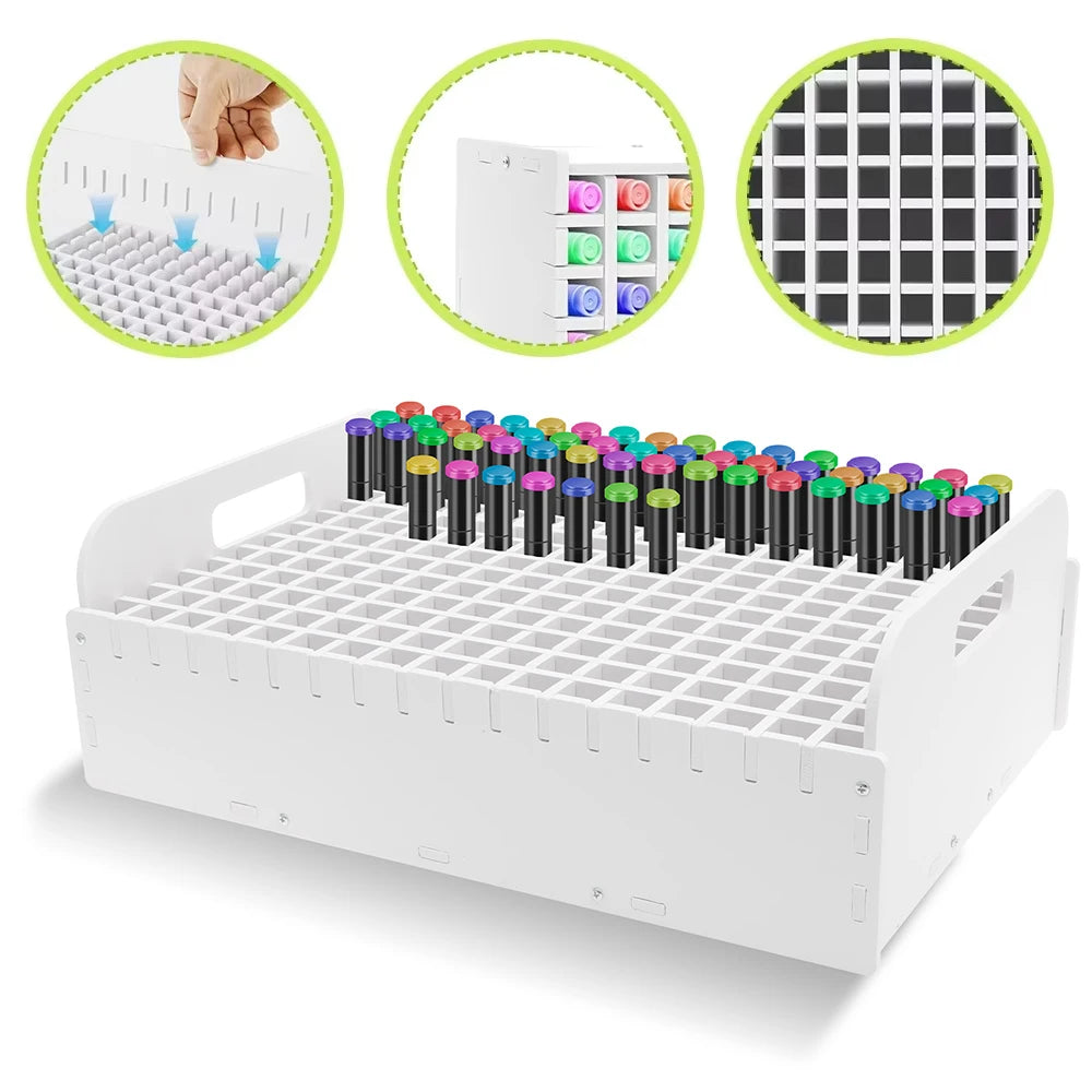 120-204-slots-art-marker-pencil-storage-rack-large-capacity-watercolour-brushes-organizer-rack-dustproof-marker-holder-for-desk