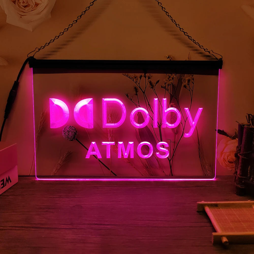 Dolby Atmos LED Neon Sign-3D Carving Wall Art for Home,Room,Bedroom,Office,Farmhouse Decor - Pink / UK-30x20cm