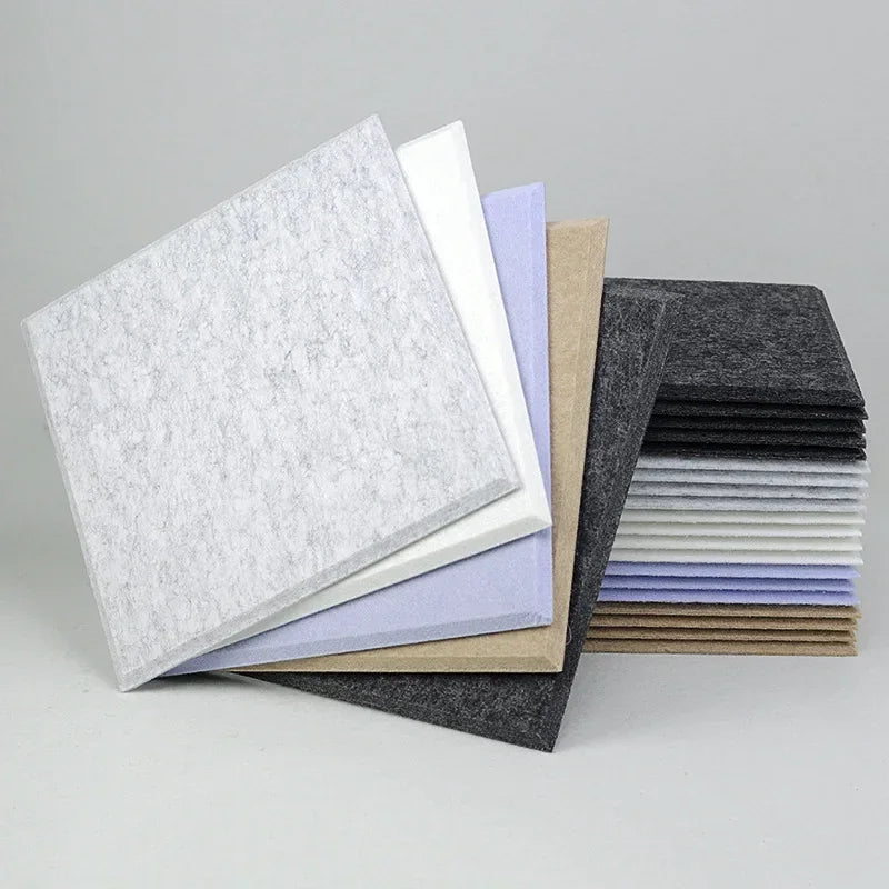 Soundproof Wall Panels 12PCS Polyester Fiber Noise Reduction Home Office Easy Install Acoustic Decor